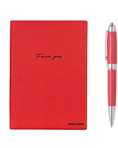 Set caiet și pix Hugo Boss - Forever Yours, A5, roșu - 1