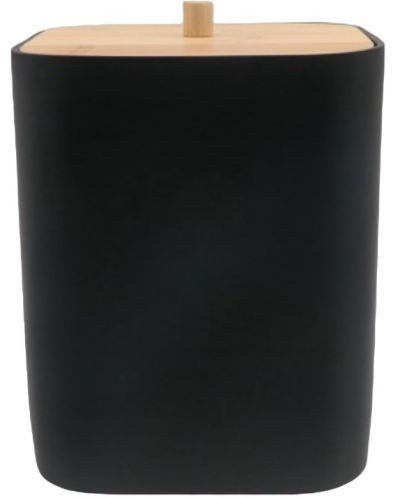 Coș de baie Inter Ceramic - Ninel, 20 x 28 cm, negru/bambus - 1