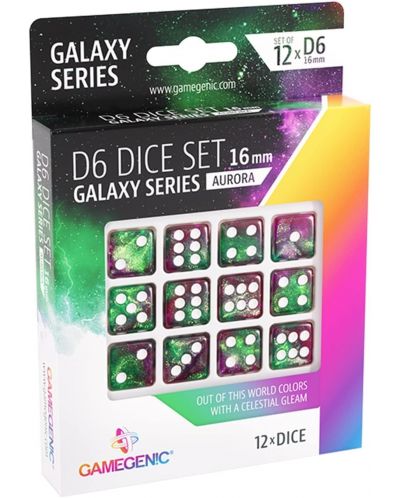 Set de zaruri Gamegenic: Galaxy Series - Aurora, 12 bucăți - 1