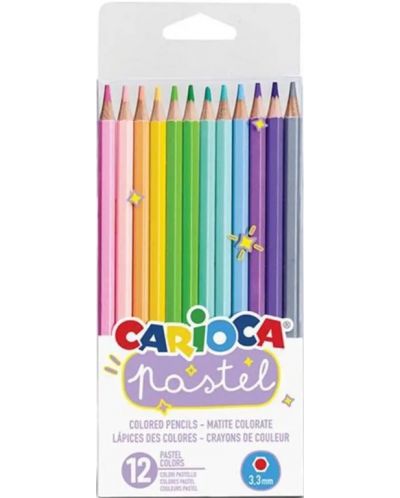 Set de creioane colorate Carioca - Pastel, 12 culori - 1