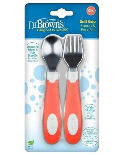 Set furculiță și lingură Dr. Brown's - Coral - 2