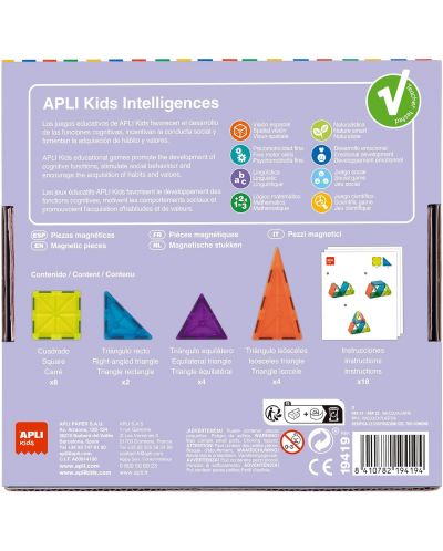 Constructor Apli Kids - Cu plăci magnetice transparente, 18 piese - 2