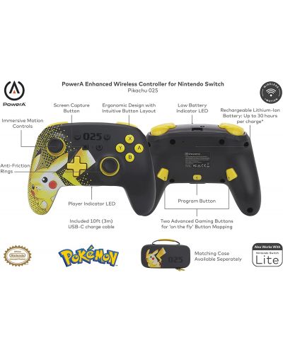 Controler PowerA - Enhanced за Nintendo Switch, wireless, Pikachu 025 - 7