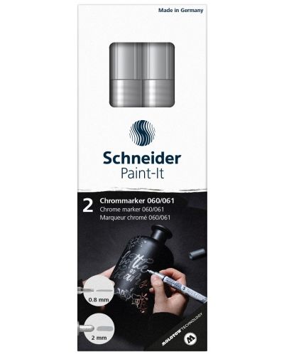 Set de markeri cromatici Schneider Paint-It - 0,8 mm și 2,0 mm, efect oglindă - 1