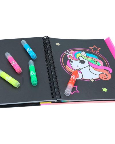 Set de cărți de colorat Depesche Top Model Ylvi Neon - Cu 5 culori de stilouri de fetru - 4