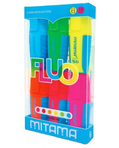 Un set de mini markere de text Mitama - Fluo, 6 culori - 1