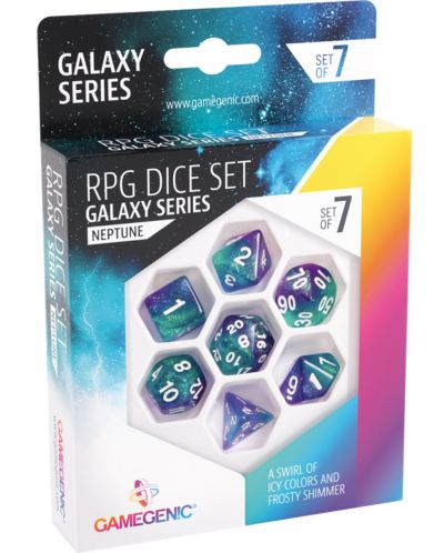 Set de zaruri Gamegenic: Galaxy Series - Neptune, 7 bucăți - 1