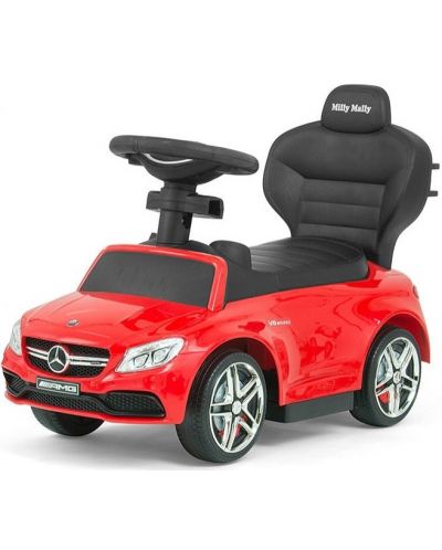Masinuta fara pedale cu maner parental Milly Mally - Mercedes AMG, rosie - 1