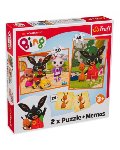 Set puzzle și joc de memorie Trefl 2 în 1 - Bing și prietenii lui - 1