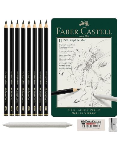 Set creioane grafit Faber-Castell Pitt - Mat, 11 piese - 2