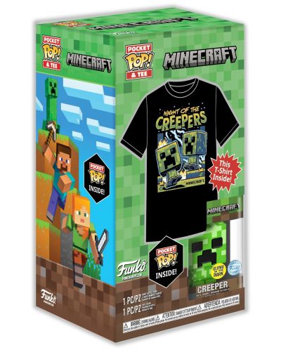 Set de colecție Funko POP! de colecție: Jocuri - Minecraft - Creeper albastru (strălucește în întuneric) - 5