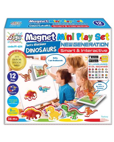 Jagu Set - Jucării magnetice vorbitoare, Dino, 12 piese - 1