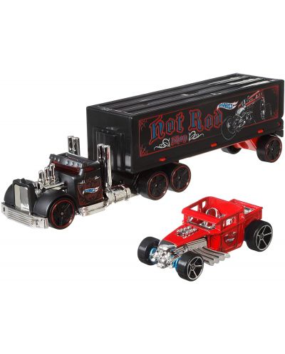 Set Mattel Hot Wheels Super Rigs - Camion si masina, sortiment - 8