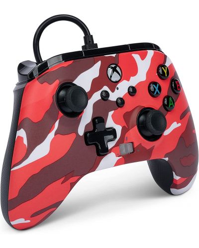 Controller PowerA - Enhanced, cu fir, pentru Xbox One/Series X/S, Red Camo - 2