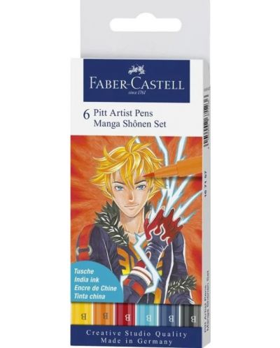 Set de markere Faber-Castell Pitt Artist - Manga Shonen, 6 culori - 1