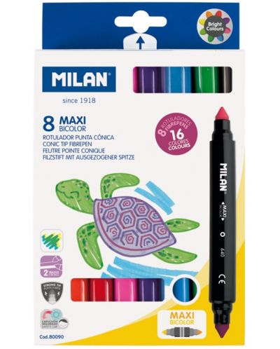 Set carioci cu 2 varfuri Milan - Maxi Bicolour, 16 culori - 1