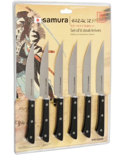 Set de 6 cuțite pentru carne Samura - Harakiri, mâner negru - 5