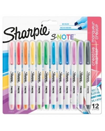 Set markere permanente Sharpie - S-Note, 12 culori - 1