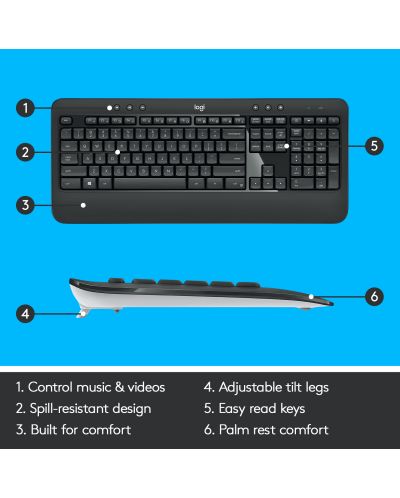 Set tastatura si mouse Logitech MK540 Advanced - wireless - 7