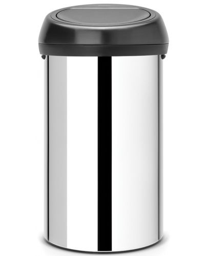 Coș de gunoi cu capac din plastic Brabantia - Touch Bin, 60 l, Brilliant Steel - 1