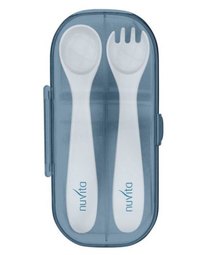 Set furculiță și lingură în cutie Nuvita - Powder Blue	 - 2