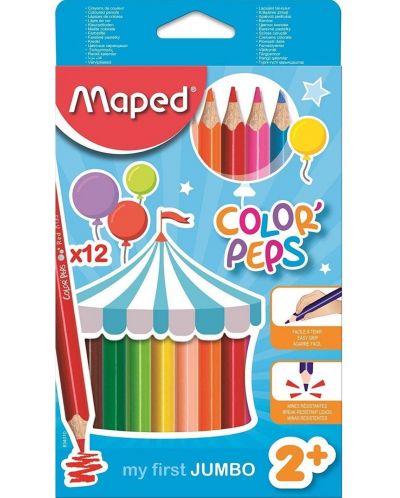 Set creioane colorate Maped Color Peps - My First Jumbo, 12 culori - 1