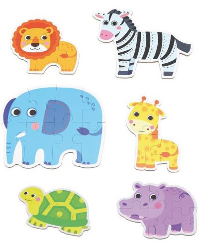 Set puzzle Andreu Toys - Animale din padure, 6 piese, 33 piese - 2
