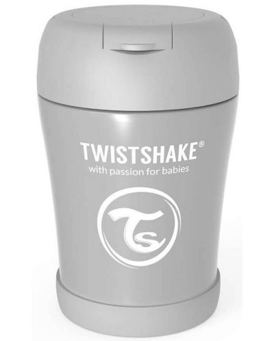 Recipient alimentar Twistshake - Gri, din otel inoxidabil, 420 ml - 2
