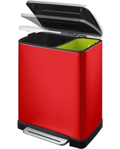 Coș de gunoi pentru colectarea selectivă EKO Europe - E-Cube, 28 + 18 L, roșu - 2