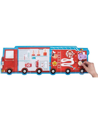 Set de autocolante reutilizabile Tooky Toy - Mașină de pompieri și furgonetă cu înghețată - 2