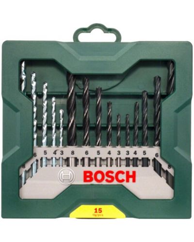 Set de burghie Bosch - Mini X-Line, 15 piese - 2