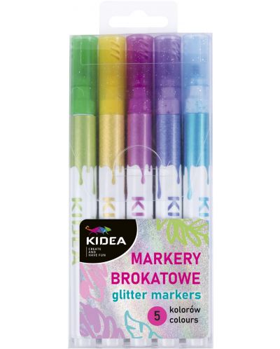 Set markere sclipitoare Kidea - cu brocart, 5 culori - 1