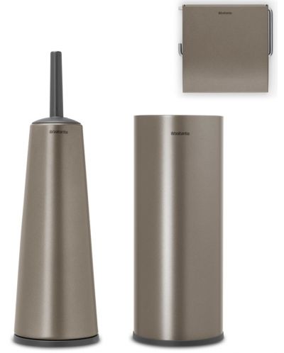 Set de 3 accesorii pentru toaletă Brabantia - ReNew, Platinum - 1