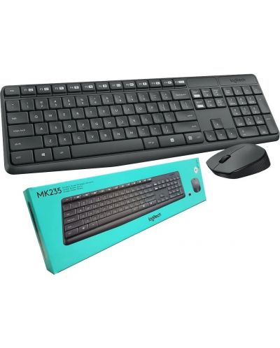 Set tastatura si mouse wireless Logitech - MK235, gri - 3