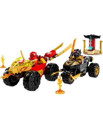 Constructor LEGO Ninjago - Bătălia lui Kai și Ras cu o bicicletă și o mașină (71789) - 2