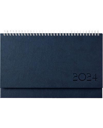 Calendar de birou din piele Kazbek - Albastru, 2024 - 1