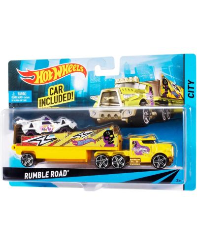 Set Mattel Hot Wheels Super Rigs - Camion si masina, sortiment - 6