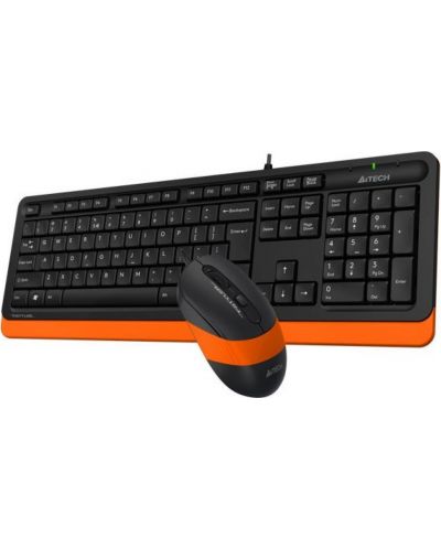 A4tech F1010 Fstyler Set cu cablu tastatura si mouse, USB, negru cu portocaliu - 2