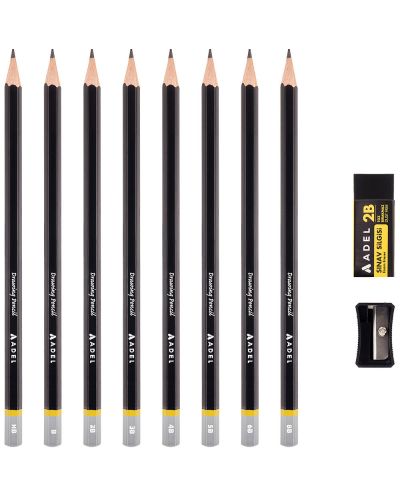Set de creioane Adel - Cu ascuțitoare și gumă de șters - 2