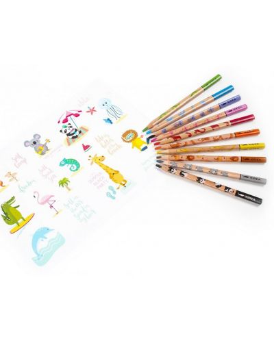 Set de creioane colorate Kidea - Jumbo Safari, 10 culori - 4