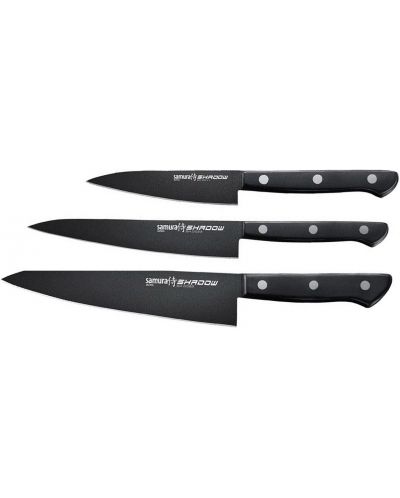 Set de 3 cuțite Samura - Shadow, acoperire neaderentă neagră - 2
