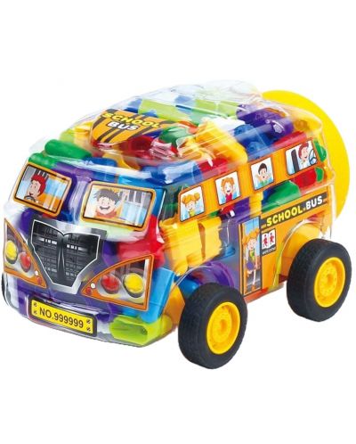 Constructor în cutie Raya Toys - Autobuz, 140 de piese - 1