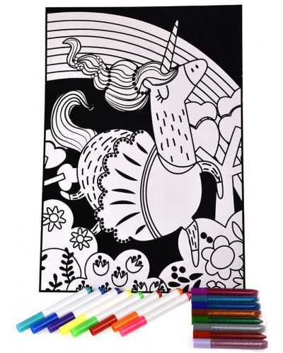 Set de colorat cu catifea Tooky Toy - unicorn - 2