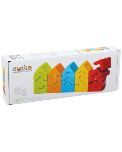 Set blocuri din lemn Cubika - Turnulete colorate, 25 buc.	 - 4