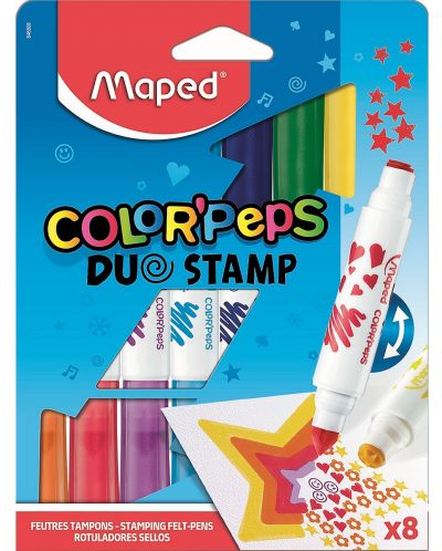Set carioci Maped Color Peps Duo - 8 culori, cu stampile - 1