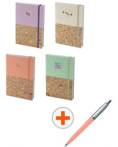 Set calendar-carnețel Spree - Pastel Pop, cu pix Parker Royal Jotter Originals Glam Rock, розова - 1
