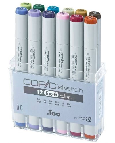 Too Copic Sketch Marker Set - EX-6, 12 culori - 1