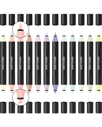 Set de markere Molotow cu două capete pentru schițe - 12 culori pastelate - 4