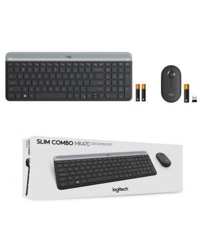 Set mouse si tastatura wireless Logitech - Combo MK470, gri - 3