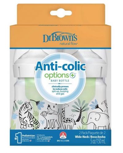 Set de sticle Dr. Brown's Options+ - Anti-Colic, 150 ml, Jungle, 2 bucăți - 3